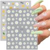 Flower Nail Art Stickers, Floral Daisy Nail Decals 3D Self-Adhesive Pink White Cute Daisy Small Flower Spring Summer Flower Nail Design Manicure Tips Nail Decor Accessories for Women Girls(6Sheets)