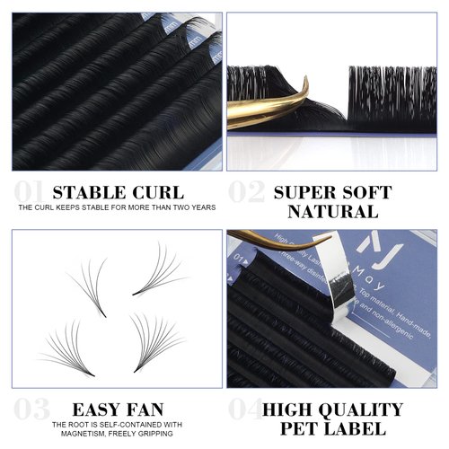 16 Rows Automatic Blooming Flower Lashes Volume Lashes for Eyelash Extension Easy Fan Volume Eyelash Mixed Length Lash Extensions（D-0.03-10-18MIX）