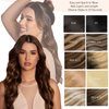Balayage Natural Hair Extensions Human Hair Invisible Wire Hairpiece Straight Balayage Hair Extensions Ombre Chocolate Brown to Caramel Blonde with Brown Roots 18 Inch 95g