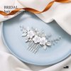 Catery Flower Bride Wedding Hair Comb Silver Bridal Hair Pieces Bride Rhinestones Hair Jewelry Opal Headpieces Bead Side Combs Decorative Hair Accessories for Women and Girls