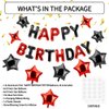 Happy Birthday Balloons Banner, 13 PCS Black Red Balloon, Happy Birthday Balloons, 16 Inch Foil Letter Balloon Happy Birthday Banner with 12pcs Star Balloons for Birthday Party Decorations Supplies