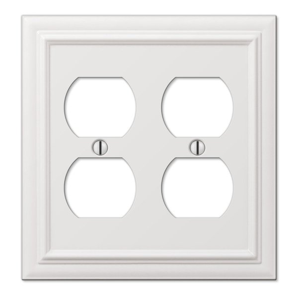Amerelle 94DDW Continental Wallplate, 2 Duplex, Cast Metal, White, 1-Pack