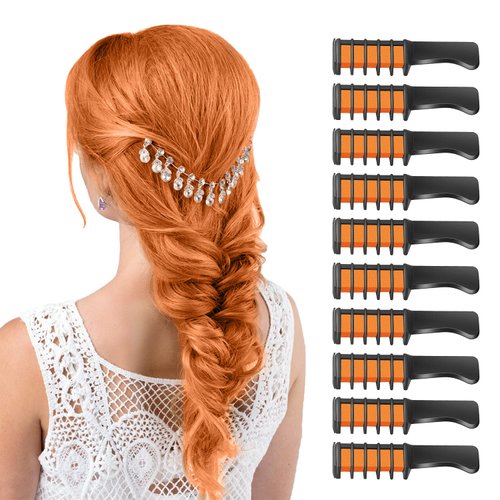 MSDADA Orange Hair Chalk for Girls - New Hair Chalk Comb Temporary Washable Hair Color Dye for Kids - DIY Makeup Birthday Party Halloween Christmas Gifts Toys for Girls Kids Age 6-8-10-12 Years Old