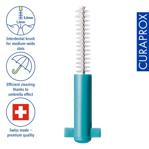 Curaprox CPS 06 Prime Refill Interdental Brushes, 8-Piece Refill Pack interdental Brushes CPS 06 Prime, 0.6 mm to 2.2 mm, Turquoise