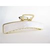 Long gold metal and pearl white marbled acrylic hair claw clip