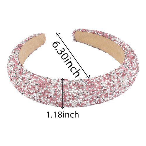 Yonchic 2-Piece Rhinestone Headband, Bling Diamond Headbands for Women Girls Thin/Medium Thick Hair, Glitter Sparkle Jeweled Hair Accessories (Pink & Purple)