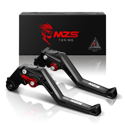 MZS Black Motorcycle Clutch Brake Levers Short Adjustable CNC Compatible with Z1000 03-06 | ZX6R/636 00-04 | ZX9R 00-03 | ZX10R 04-05 | ZX12R 00-05 | ZZR600 05-09 | KLZ1000 12-14