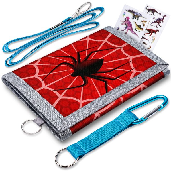 CDYJLDY Kids Wallet for Boys Girls, Boys Wallets for Kids 4-6,Kids Wallets for Boys 5-7,Spider Wallet with Coin Pocket,Toddler Wallet for Boys