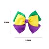 Mardi Gras Hair Bow Clips 3.5" Girls Kids Fat Tuesday Ribbon Cheer Bow Hair Pins Piece Women Circus Carnival Parade Outfit Costume Masquerade Party Decor Accessories Gift 2pcs