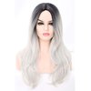 COSYMAY Silver Wig Natural Wave Synthetic Wig with Wavy Ends 22 inch Long Cosplay Wig for Women Glueless Heat Resistant Costume Wig Daily Wear Middle Part Full Wig