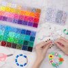 QUEFE 2350pcs, 64 Colors, Pony Beads for Bracelet and Necklace Making, Rainbow Craft Beads and Elastic Strings Kit, Letter Beads Set for Girls