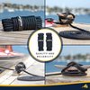 Sea Rock Marine 15' x 3/8" Premium Double Braided Nylon Dock Lines (2 Pack) with 12” Eyelet & Dock Line Ties - Dock Lines for Boats, Marine Rope, Boat Accessories - Black