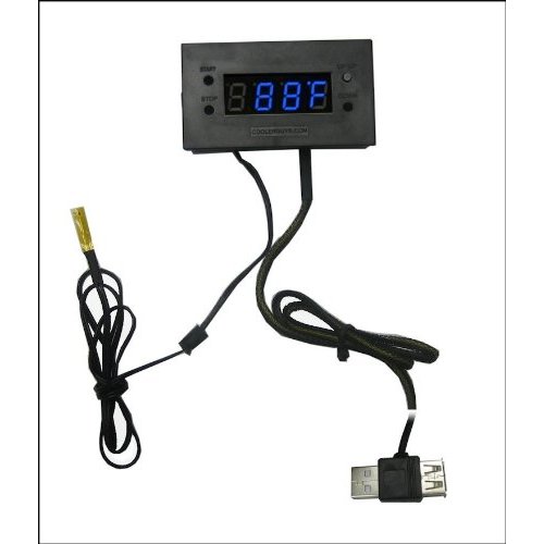 coolerguys 5V USB Powered Thermal Monitor with Digital LED Display for USB-Powered Case Fan