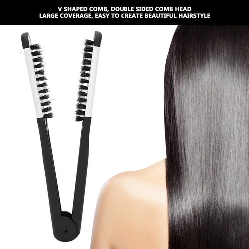 Hair Straightening Comb, Double Sided Brush Clamp Straightener Comb Professional Hair Styling Tool for Smoothing and Straight Hair