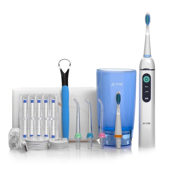 Jetpik JP210- Elite (Rev4) – Rechargeable Portable Power Water Flosser with pulsating Floss Technology and Cordless Dental Water Jet Cleaning and Sonic Toothbrush for Home and Travel use