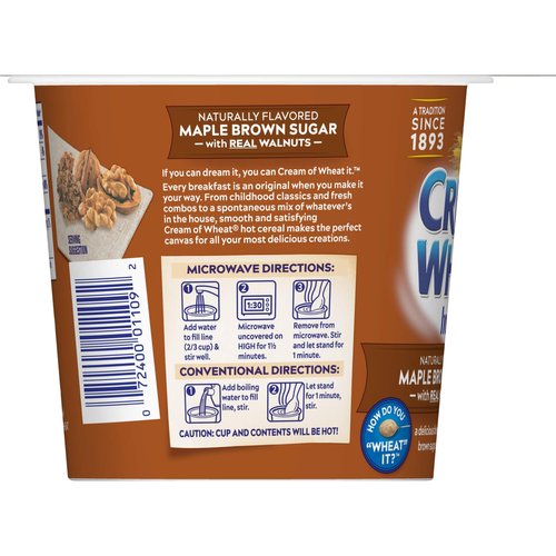 Cream of Wheat Hot Cereal to Go Cups, Maple Brown Sugar Walnut, 2.29 Ounce (Pack of 6)