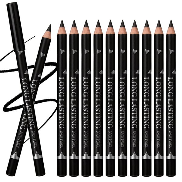 Black Eyebrow Pencils Set, 12PCS Waterproof Eye Liner Pencils，Long-lasting Black Eyeliner Pencils Set, Easy to Color Eye Brow Pencils for Women Eye Makeup Pencil
