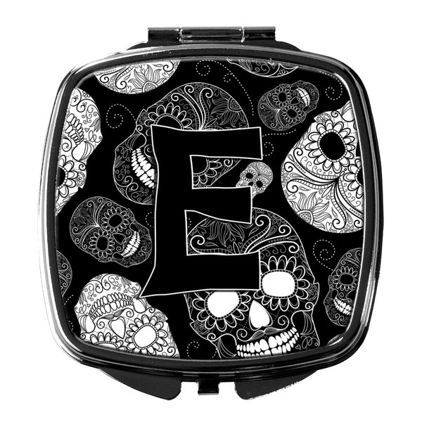 Caroline's Treasures CJ2008-ESCM Letter E Day of the Dead Skulls Black Compact Mirror Decorative Travel Makeup Mirror for Women Girls Gifts Pocket Makeup Mirror Folding Handheld