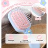 Heasy Kids Hair Brush, 2Pcs Toddler Hair Brush Cute Travel Mini Detangler Brush for Wet Dry All Hair Types Small Hair Brush for Kids Boys and Girls and 2 Hair Ties