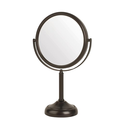 JERDON Two-Sided Tabletop Makeup Mirror - Makeup Mirror with 10X Magnification & Swivel Design - Portable 6-Inch Diameter Mirror in Bronze Finish - Model JP910BZB
