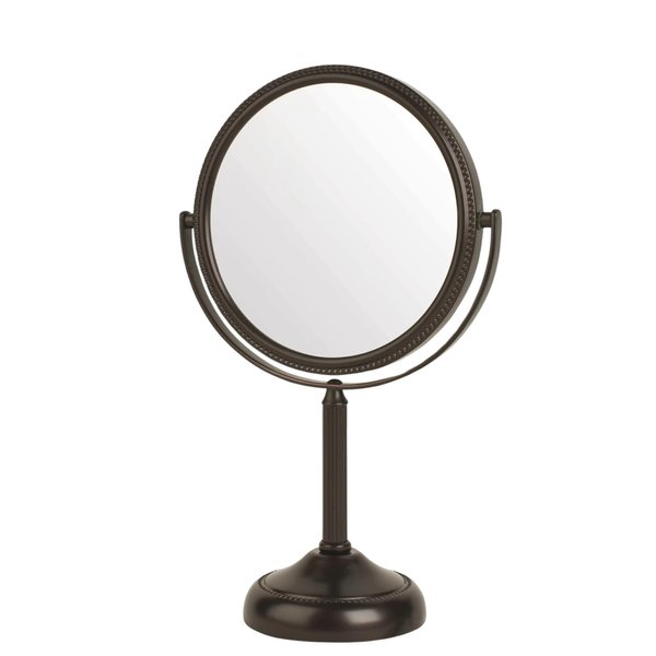 JERDON Two-Sided Tabletop Makeup Mirror - Makeup Mirror with 10X Magnification & Swivel Design - Portable 6-Inch Diameter Mirror in Bronze Finish - Model JP910BZB