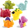 XY-WQ Mold Free Bath Toys No Hole, for Infants 6-12& Toddlers 1-3, No Hole No Mold Bathtub Toys (Dinosaur, 6 Pcs with Mesh Bag)