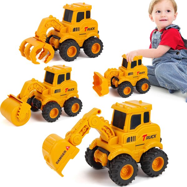 Olbyefly Construction Toys for 2 3 4 5 6 + Year Old Boys Kids Toddlers Girls, Sandbox Excavator Toy Trucks Construction Truck Toys Vehicles Bulldozer Road Roller Toy Christmas Birthday Gifts for Boys