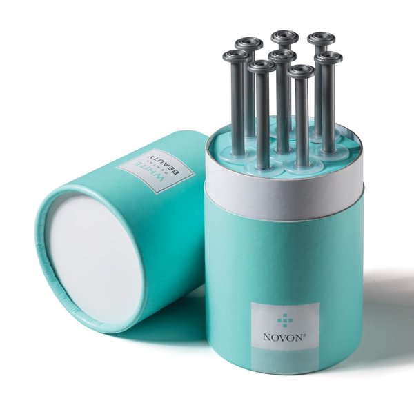 White Dental Beauty Teeth Whitening Kit; 8 Syringes of 1.2 ml Tooth Whitening System Powered by NOVON® Technology. Includes Kit, Boil and Bite Whitening Trays, and Case (16% Carbamide Peroxide)