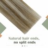 LaaVoo Beaded Weft Hair Extensions Real Human Hair Light Brown Highlight with Platinum Blonde Micro Beaded Weft Extensions Human Hair EZE Weft Human Hair Extensions 50g 18"
