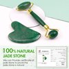 Poleview Jade Roller & Gua Sha Set, 100% Natural Facial Roller and Body Massage Skin Care Tools for Beauty, Increase Blood Circulation, Lymphatic Drainage & Reduce Wrinkles and Puffiness - Dark Green