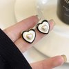Sttiafay Vintage Pearl Heart Earrings Heart Enamel Pearl Earrings White Heart Studs Earrings Gold Pearl Stud Earrings Jewelry for Women
