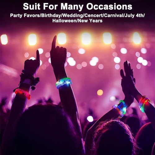 TURNMEON 30 Pack LED Bracelets Light Up Toys Birthday Gifts Party Supplies, 6 Color Glow Sticks Bracelets Glow In the Dark Party Favors Boys Girls Classroom Prizes Toys, Goodie Bags Stuffers