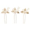 7 Pieces Gold U Shape Wedding Hair Pins for Bridesmaid Beads Leaf Wedding Hairpins Bridal Hair Clips for Bride Women and Flower Girls Hair Accessories