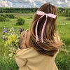 WHAVEL 4PCS Pink Hair Bows, Pink Ribbon for Hair Bow Hair Clips with Long Tail Silky Satin Bow Clips Hair Bow Cute Hair Clips (Pink,Hot pink)
