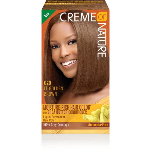 Creme of Nature Moisture Rich Hair Color Kit, C20 Lt Golden Brown, 1 Application