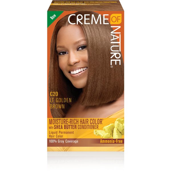 Creme of Nature Moisture Rich Hair Color Kit, C20 Lt Golden Brown, 1 Application
