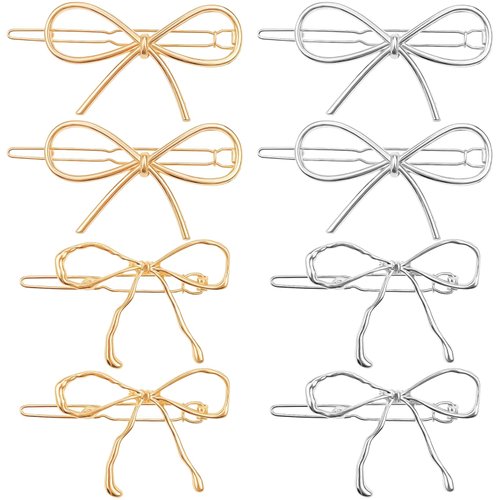 8 Pcs Metal Bow Hair Clips Chic Bows Hair Pins Elegant Cute Hair Barrettes Simple Minimalist Headwear Styling Accessories for Women Girls