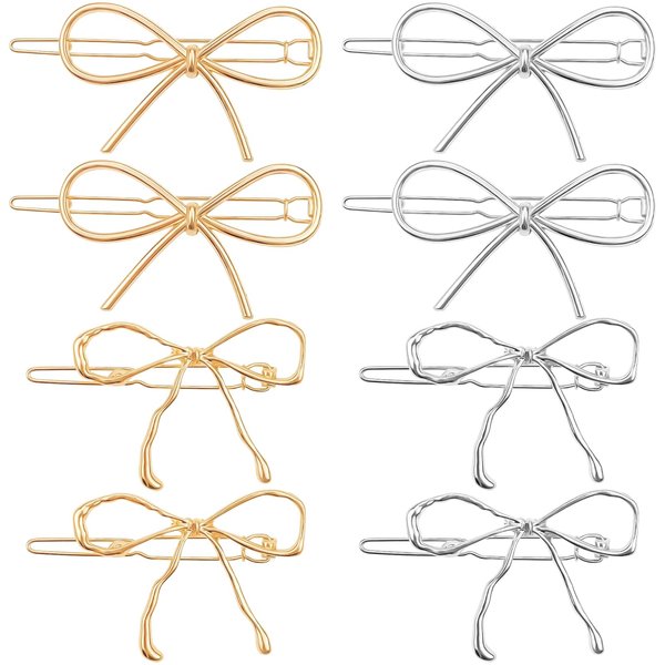 8 Pcs Metal Bow Hair Clips Chic Bows Hair Pins Elegant Cute Hair Barrettes Simple Minimalist Headwear Styling Accessories for Women Girls