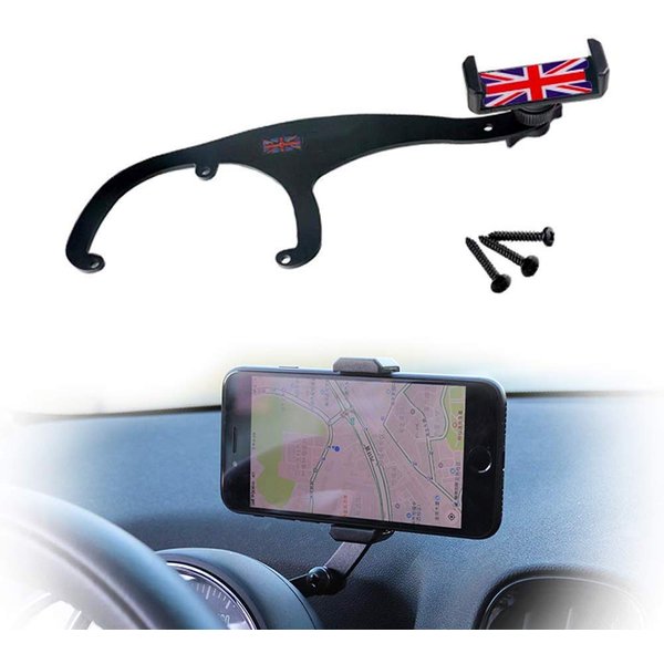 PGONE Smartphone Cell Phone Holder with Cradle Rotatable Clip (Union Jack Flag Style, 3.5-5.5 Inch Phone) for Mini Cooper R55 R56, 1 Pack (Red & Blue Union Jack Flag Style)