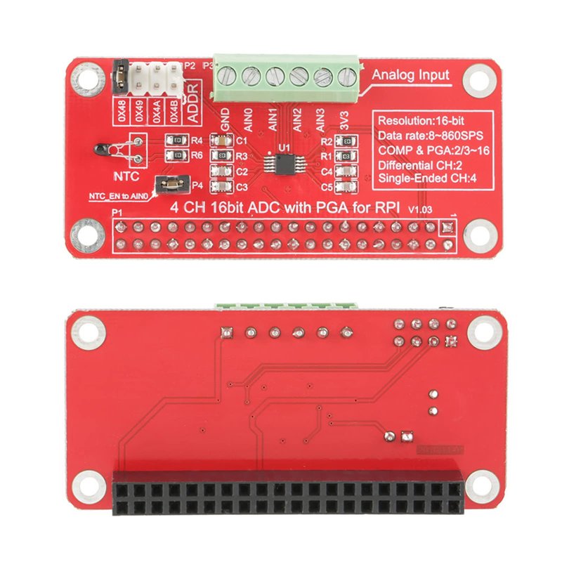 Hapivida 4 Channel ADC Module, 16 Bit ADC with PGA ADC Analog to ...
