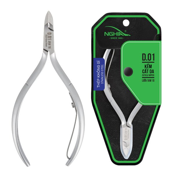 NGHIA Cuticle Nipper - D-01 JAW 16 | Stainless Steel | Durable and Sharp | Ergonomic Design | Grey Plated | Ideal for Salons and Home Use