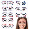 10 Sheets 4th of July Temporary Tattoo Stickers Independence Day Face Tattoo Makeup Tattoo Stickers Red Blue USA Flag Star Hat Heart Patriotic Party Fake Tattoos for Women Kids Face Sticker Supplies