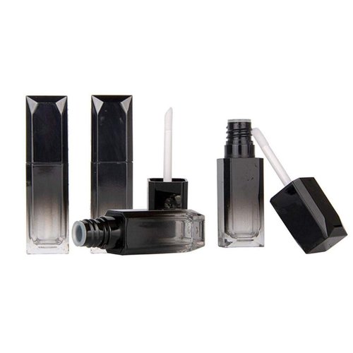 CTKcom 5ML Lip Gloss Tubes Empty 10Pack Gradient Black Lipstick Plastic Square Lip Gloss Tube with Brush, Refillable Lipstick Storage Container for Women Girl DIY Homemade Lipstick Lip Gloss