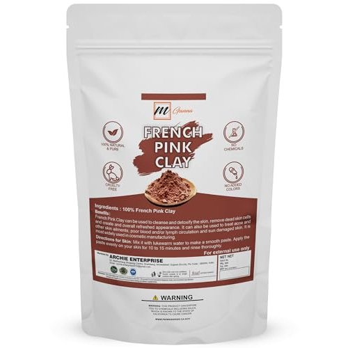 mGanna 100% Natural French Pink Clay Powder/Rose Clay for DIY Facial Masks, Creams, Soft Peels and Scrubs, and Soap Making 0.22 LBS / 100 GMS