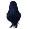 karissa Hair Dark Blue Lace Front Wigs for Women Soft Blue Long Natural Straight Realistic Synthetic Wig with Natural Hairline Glueless Heat Resistant Fiber Hair Cosplay Party Makeup Daily 24inches