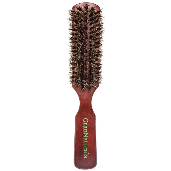 GranNaturals Soft Bristle Hair Brush for Men - Slick Back Hair Brush - Natural Wooden Boar Bristle Hairbrush for Styling Beards, Fades, Bristle Brush for Smoothing Thinning & Fine Hair, and Waves