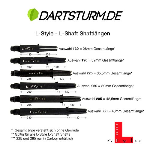 LSTYLE Carbon Dart Shafts: Spins - White 330 (Long)