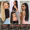 BHF HAIR Curly Wavy Ponytail 26 Inch chocolate brown mixed honey blonde Drawstring Ponytail Extensions Clip in Hair Extensions for women 6OZ.