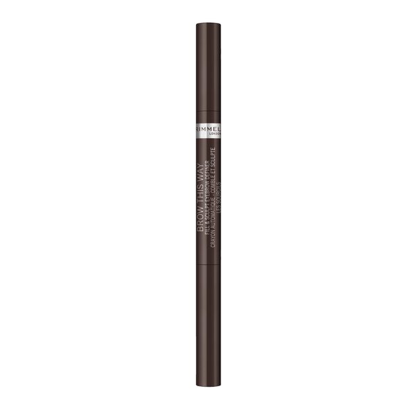 Rimmel Brow This Way Fill & Sculpt Eyebrow Definer, 003 Dark Brown, Double Ended Brow Pencil, Defines & Sculpts Brows, Lasts All Day, Vegan Formula, 0.01 oz