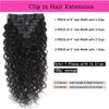 Water Wave Clip in Human Hair Extensions 30 Inch Natural Curly Wave Brazilian Human Hair Seamless Clip Ins Extensions for Black Women Thick End Double Weft 120g